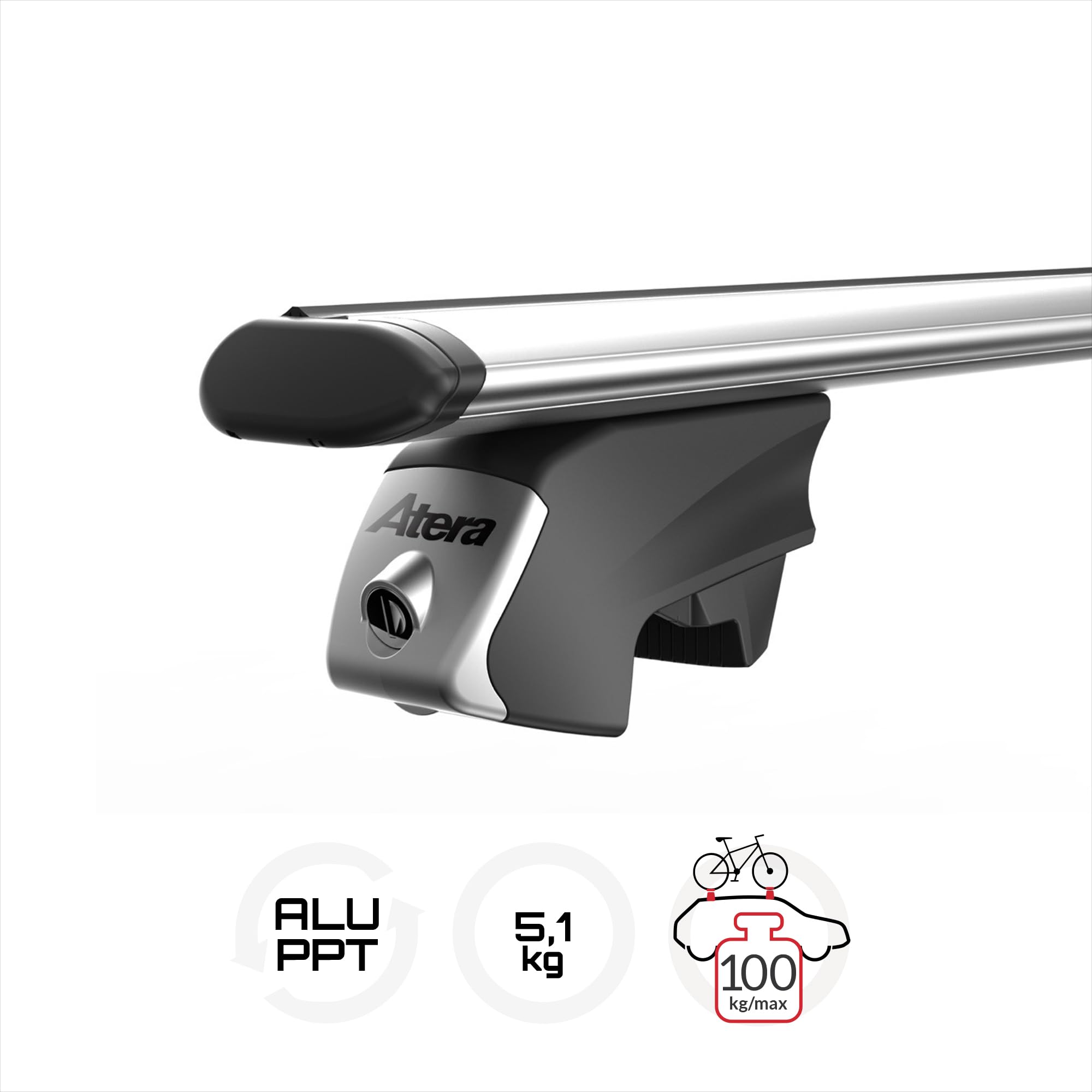 Atera 048522 PKW Dachträger Signo RTD - Alu Aero Profil silber - für Autos mit aufliegender Dachreling - 122 cm