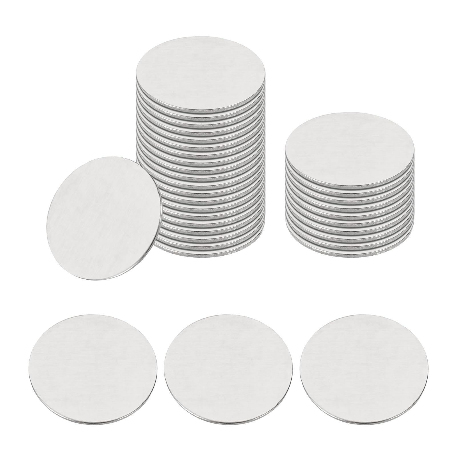 sourcing map 16mm Stainless Steel Disc, 100Pcs Metal Stamping Blanks Tags Circle Round Metal Plate Strike DIY for Laser Engraving Stamping Craft Name Tag Jewelry Making, (0.8mm Thick) — image 1