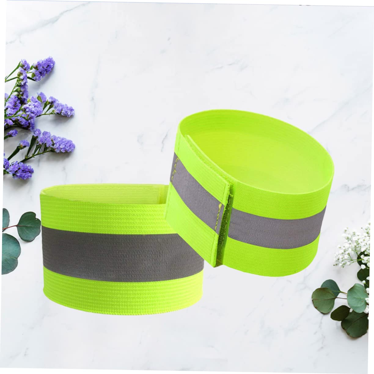 POPETPOP 2 Pcs High Visibility Reflective Safety Wristbands Fluorescent Green Bands for Night Running Hiking Cycling Reflective Bands for Enhanced Security and Visibility
