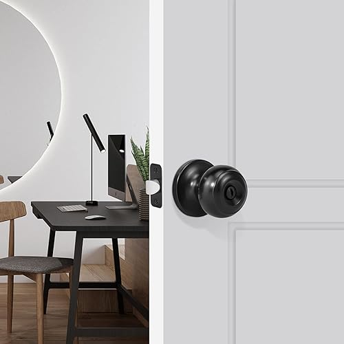 Miniatura 9 de Pomo de puerta de privacidad, cerradura de puerta interior sin llave, cerradura de bola plana sin llave para dormitorio derecho e izquierdo, baño,
