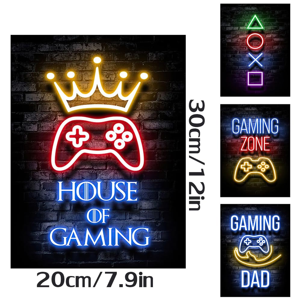Dazzlewall 6 Pezzi di Poster d'Arte Murale per Stanza dei Videogiochi, Decorazione Neon per Camera di Adolescenti Maschi, 8x10 pollici Senza Cornice