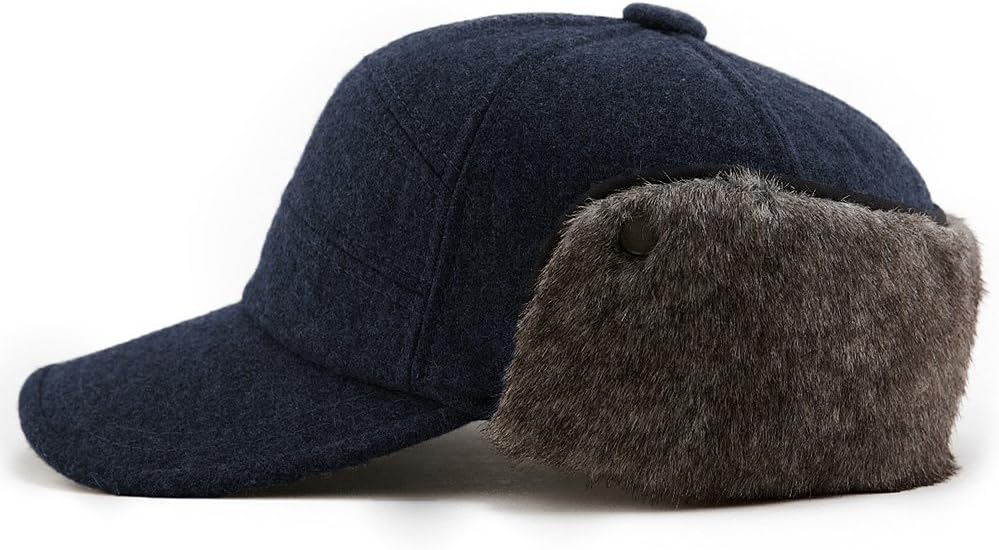 Comhats Wool Baseball Cap Men Fur Hunting Trapper Dad Hats Sports Earflap Unisex M L XL