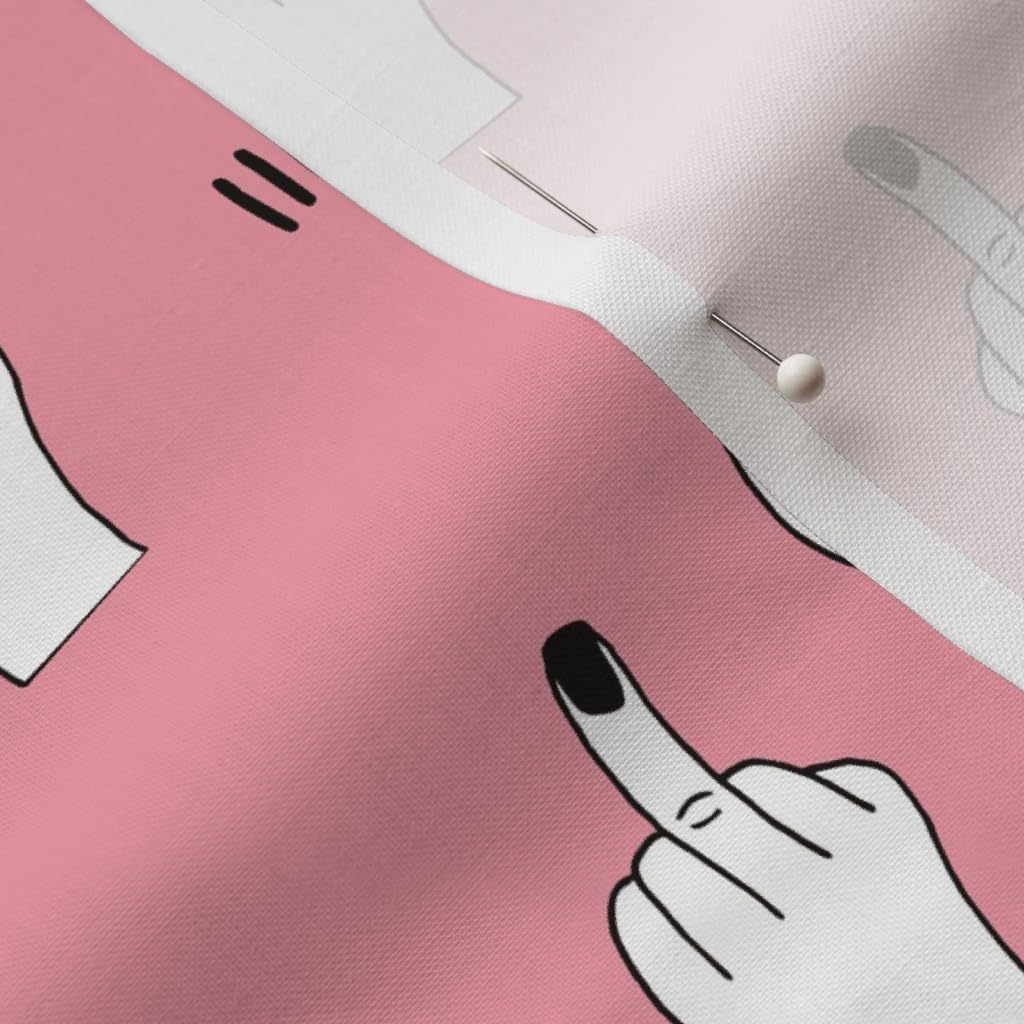 Spoonflower Fabric - Pink Power Middle Finger Adult Profane Printed on Petal Signature Cotton Fabric by The Yard - Sewing Quilting Apparel Crafts Decor