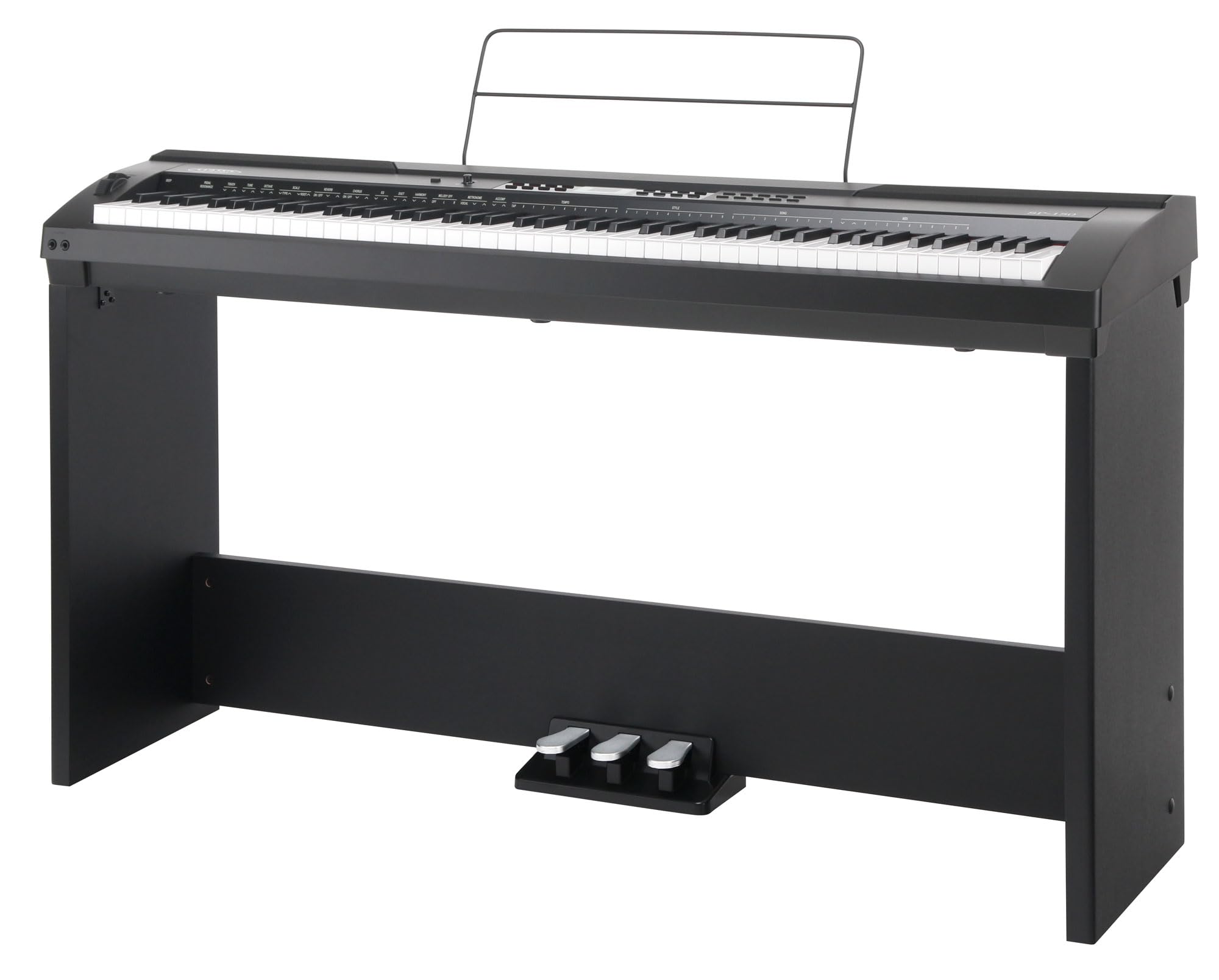 Classic Cantabile SP-150 BK Stagepiano schwarz Komplett Set inkl. Ständer | 88 Soft-Touch Tasten mit Anschlagdynamik, Max. Polyphonie: 64 Stimmen, 20 Voices, 60 Songs, 50 Styles, 2 Demo, Tune, Metronom