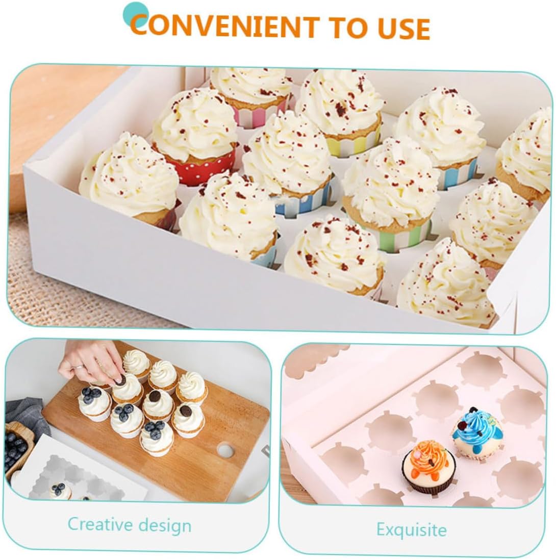 BESPORTBLE 10pcs Paper Cupcake Box with Window, Muffin Cake Packing Box White Cardboard, Pastry Carrier for Dessert Storage and Transport, Bakery Packaging for Parties and Events