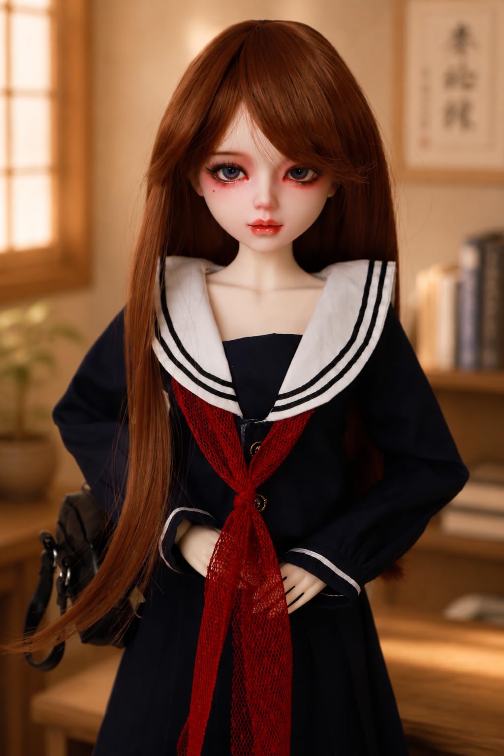 1/3 Puppe im BJD-Stil, 56 cm, handbemalte Modepuppe, japanischer Matrosenästhetik, PVC-Körper, 31 bewegliche Gelenke, Sammlerstück-Display-Puppe für Kinder ab 15 Jahren
