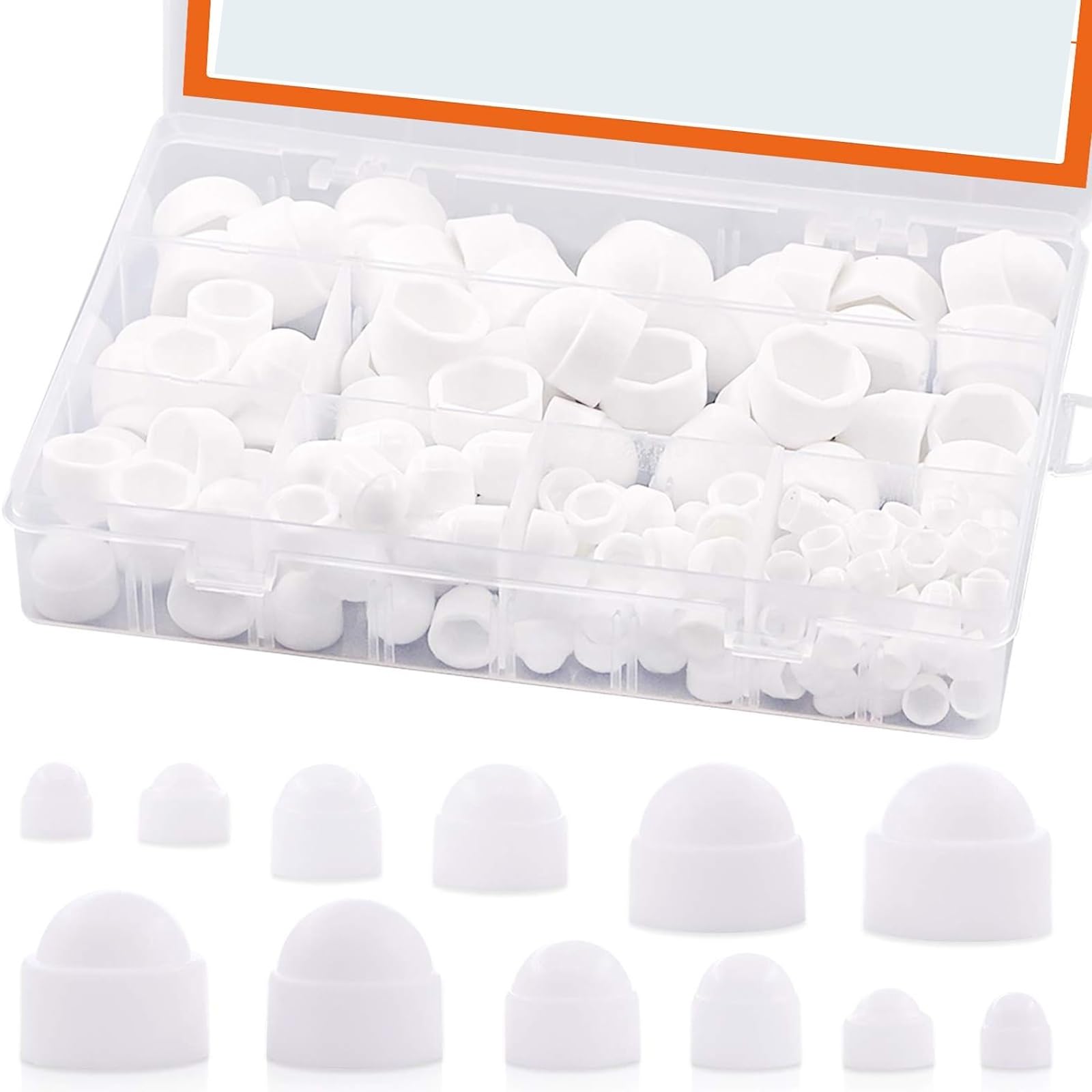 THE WHITE SHOP 160 Pcs Bolt Covers Screw Caps Assortment Kit, Nylon Insert Locknut Protection Cap for Matching Screws or Bolts (Size : White)