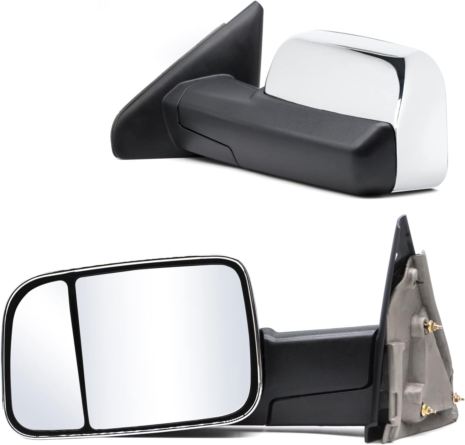 Carbon Fiber Accessories For Cars EPARTS Chrome Polished ABS Side View Mirror Overlay Full Cover Trim Caps Fit For 2010-2018 Dodge Ram 1500 2500 3500 Non-Towing Mirror White Ram - Foto 3
