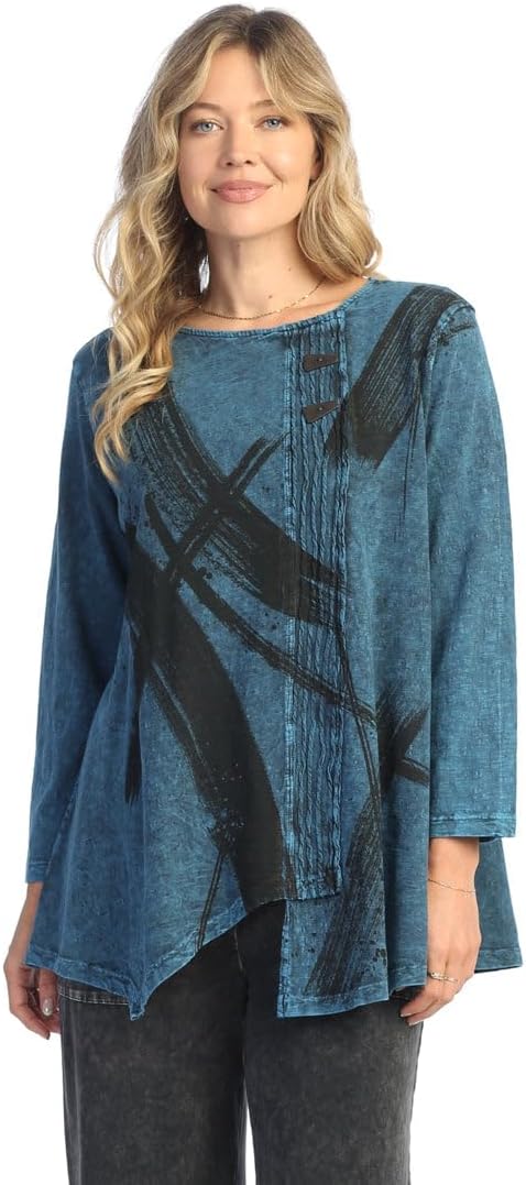 Jess & Jane Women's Mineral Washed Faux Wrap Top - M122