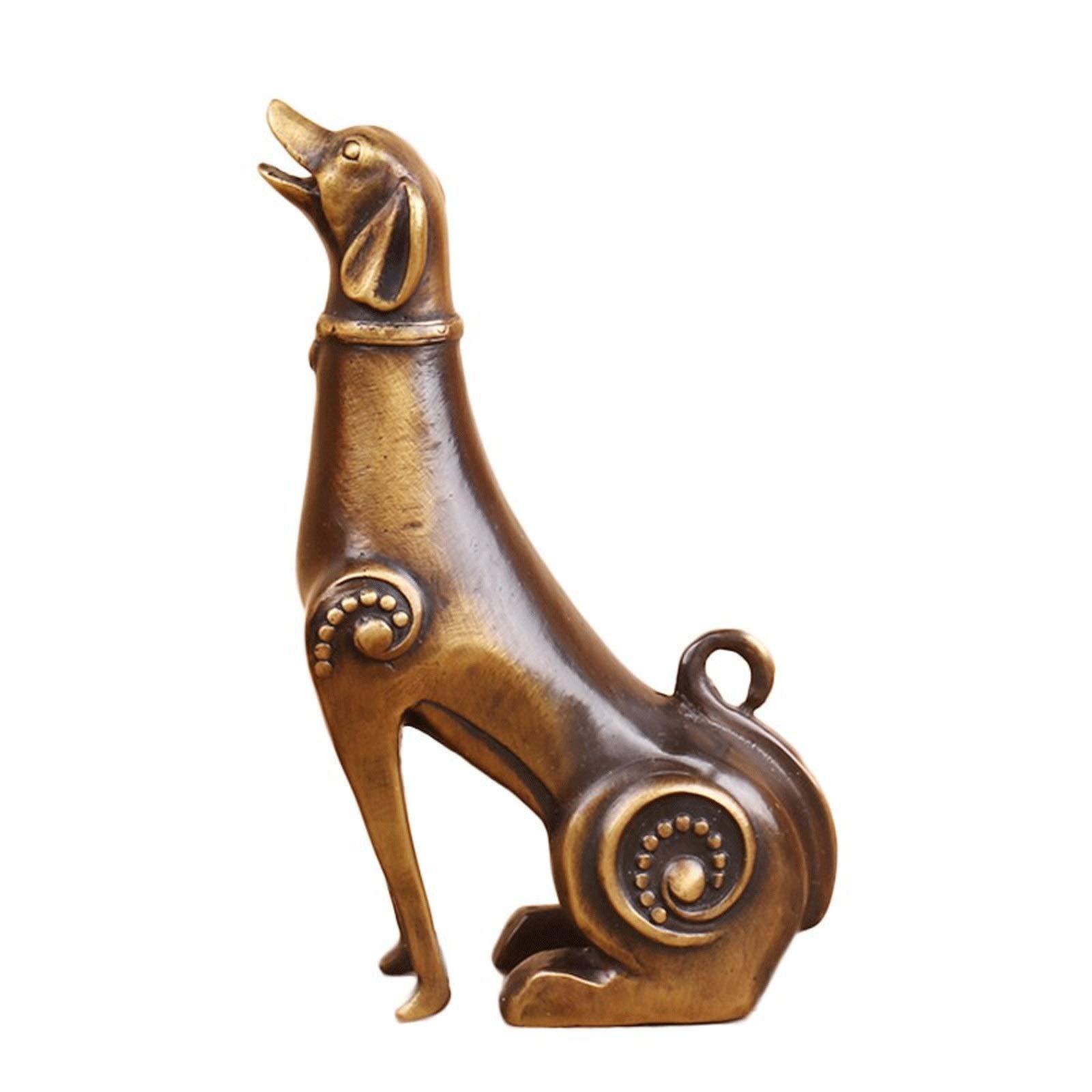 MNUvxzaewf Sculpture Tabletop Buddha Statue Brass Dog Zodiac Ornaments Retro Metal Crafts Decorations