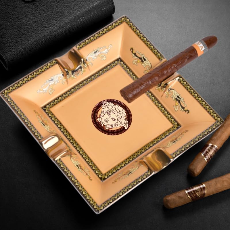 Tabletop Ashtray Tabletop Ashtray Cigar and Cigarette Ashtray for Indoor or Outdoor Patio/Indoor/Home Decor with 4 Resting Cigars and Cigarette Holder