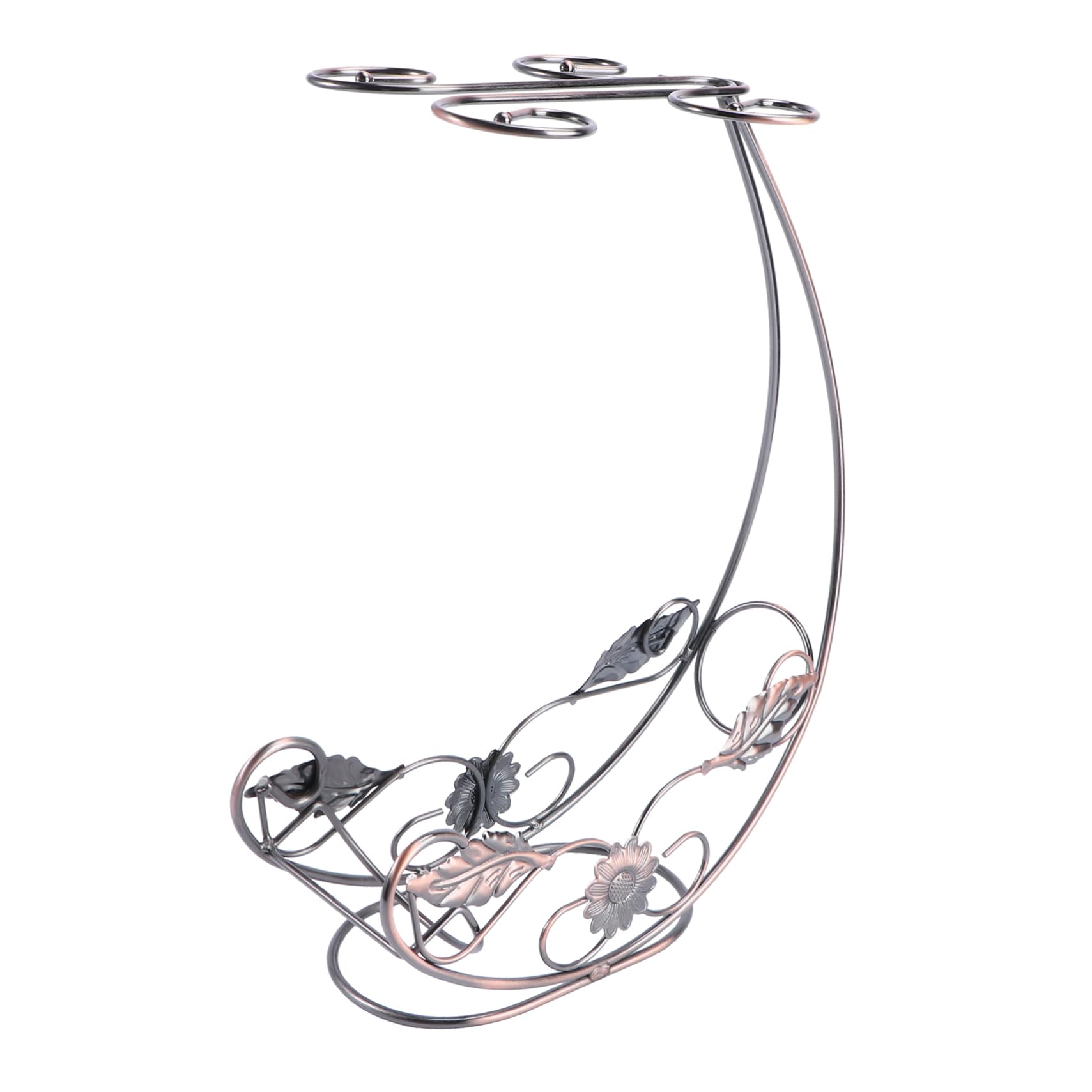 KICHOUSE 1PC Iron Red Wine Bottle Rack with Cup Holder Elegant Goblet Storage for Home Decor Strong Load Bearing Design Smooth Surface Chic and Stylish Wine Display