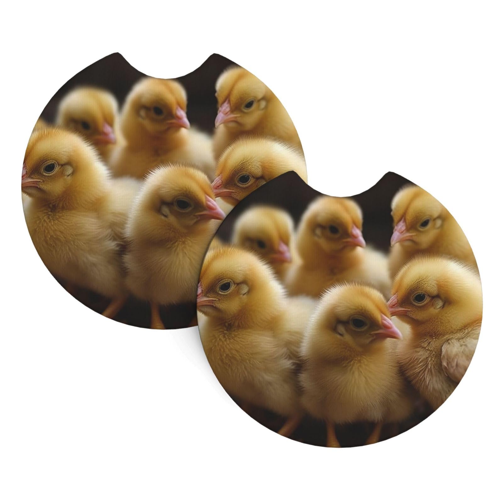 2 Pack Car Coaster for Cup Holders Little Chickens Car Cup Coaster 2.7" Neoprene Non-Slip Automotive Cup Mat Universal Auto Car Interior Accessories for Women Men Cup Pad