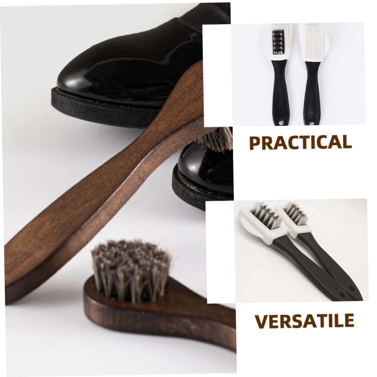 Homoyoyo 5 Sätze Schuhe Glänzen Bürste Reiniger Wildleder Schuhputzbürste Reinigung Schuhbürste Mit Borsten Doppelseitige Schuhbürste Schrubben Weiß Mähne 2 Stücke * 5