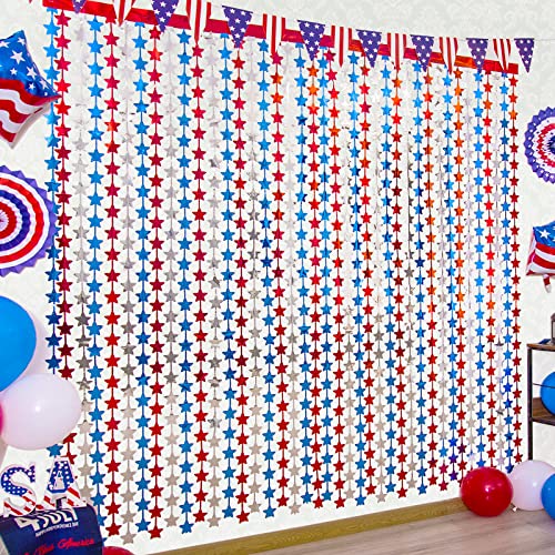 Lolstar 4Th Of July Decorations, Red White And Blue 5 Pack Star Tinsel Foil Fringe Curtains, Independence Day Photo Booth Prop Streamer Backdrop For America Patriotic Party, Memorial Day, Labor Day #TOP25