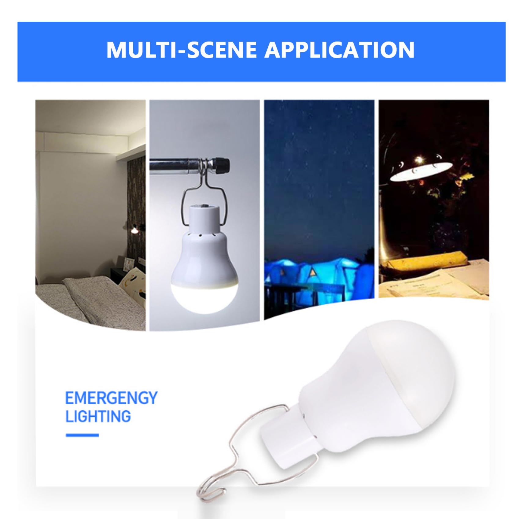 Lampadine solari da giardino per esterni 2 pezzi Luci solari a festone portatili con pannello e telecomando Lampadine ricaricabili USB con gancio per emergenza, campeggio, tenda