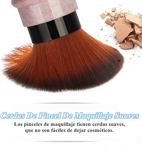Miniatura 5 de Brocha de maquillaje para rubor, polvo, base, corrector retráctil Kabuki con materiales reciclados y sostenibles, sin crueldad, cerdas sintéticas