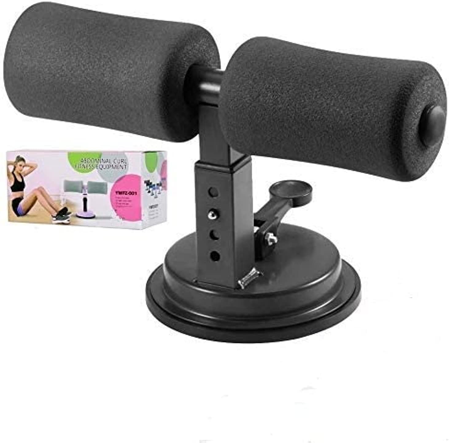 Sit up Assistant Abs Workout Equipment with Foam Handle and Rubber Exercise Machine Portable Self-Suction, Sit Up Bar, Crunches Equipment, Fitness Equipments (Black)