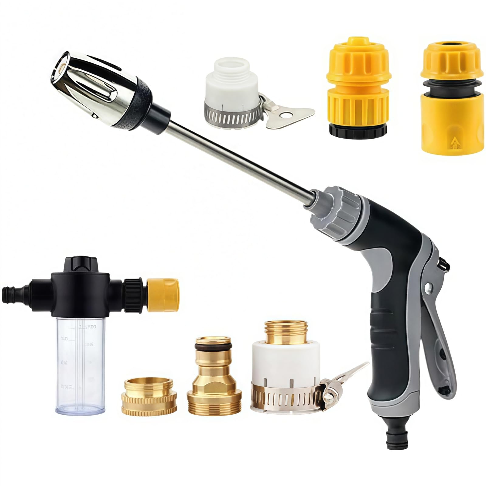 Aquoxis Pressure Washer Original, Multi Purpose Hose Spray Gun With Jet And Wide Spray Modes For Garden, Vehicle, Patio And Home Cleaning (1 PCS)