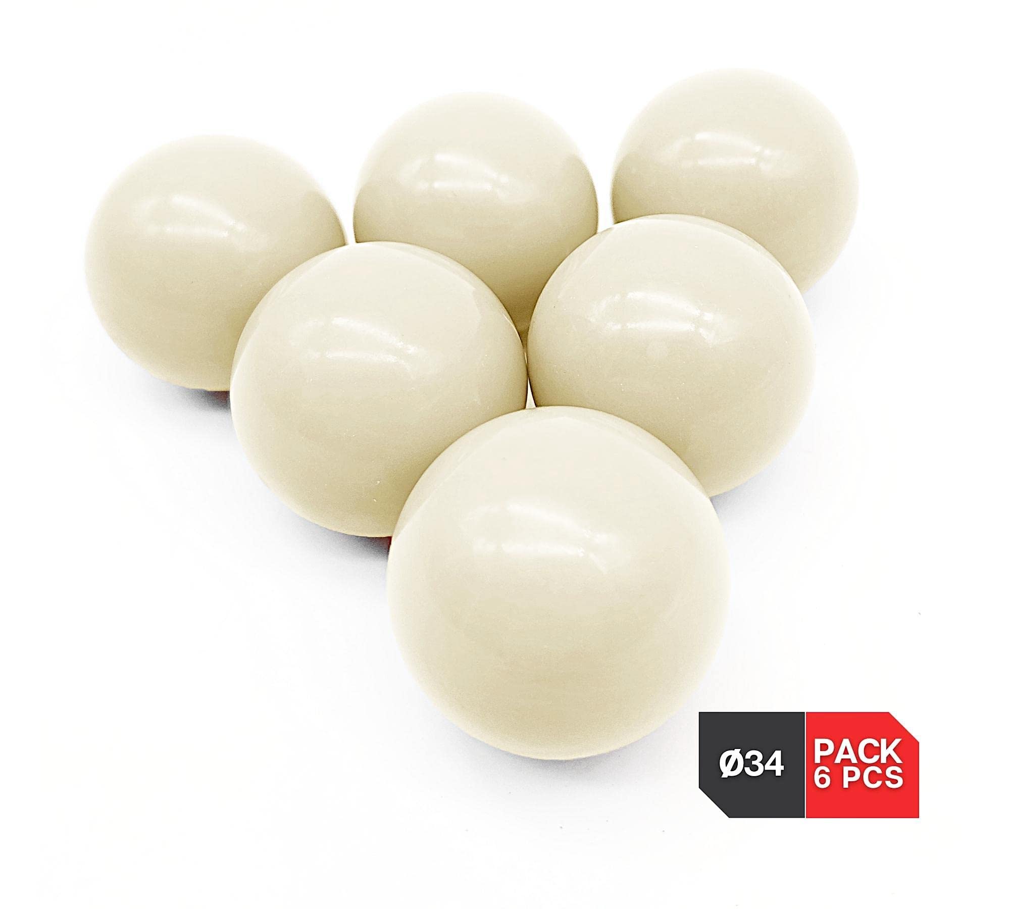 DOJA Barcelona | Pelotas Futbolin de Resina 34mm | Blanca | Bolas para Futbolin Duras | Bolas Profesional Bar, Sala Juegos | Apto para Adultos Aficionados y Profesionales