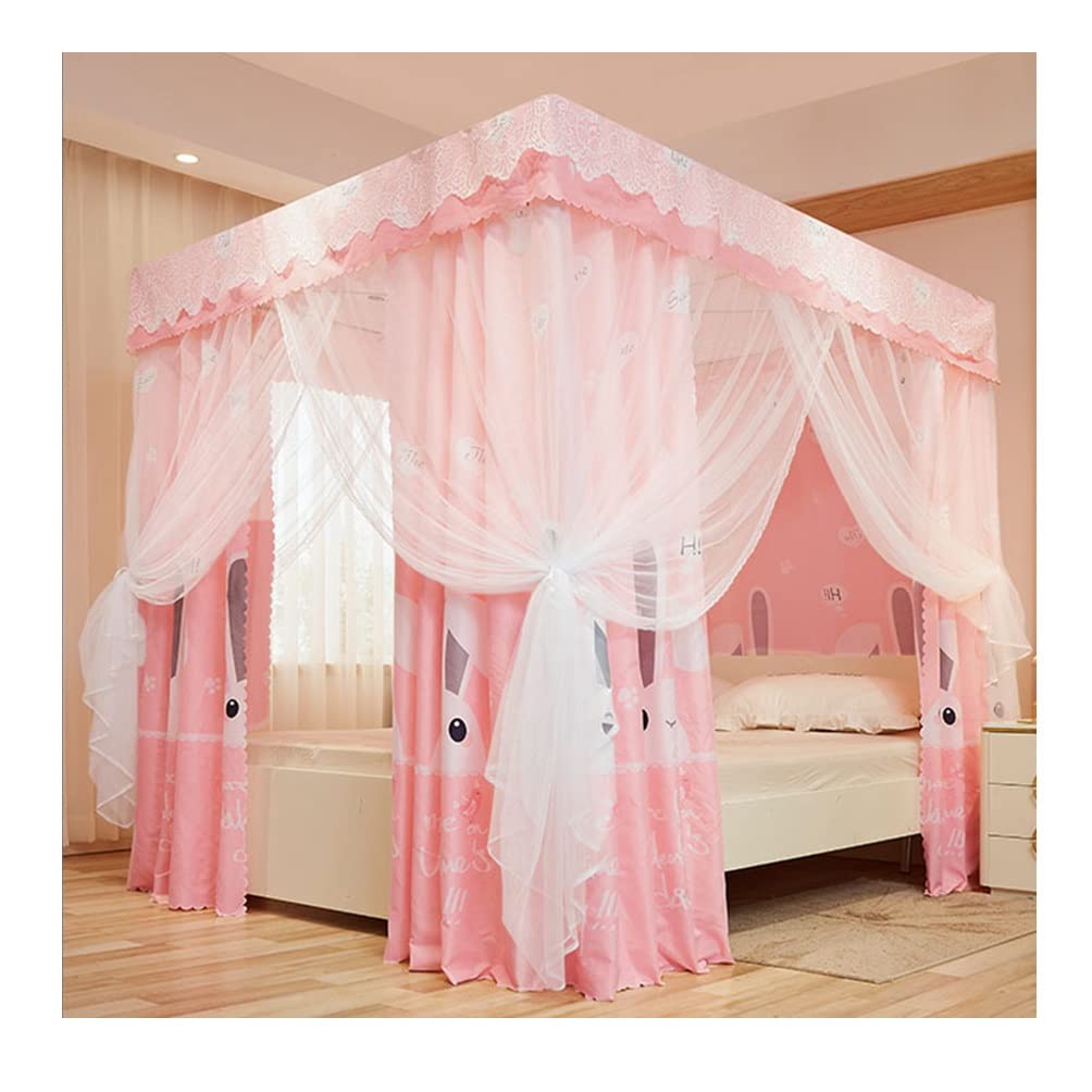 GJMSSMY bed tent，4 Corner Post Double Bed Canopy Mosquito Net, Dustproof Blackout Bed Curtains with Metal Brackets, Easy to Install