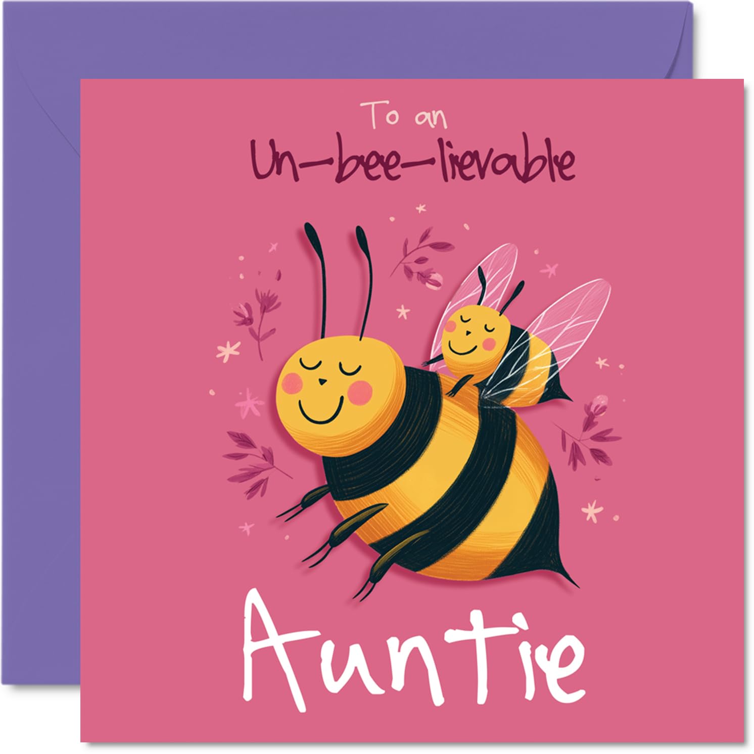 Auntie Birthday Card - Un-bee-lievable - Happy Birthday Card for Auntie from Nephew Niece, 145mm Un-bee-lievable Mother's Day Greeting Cards