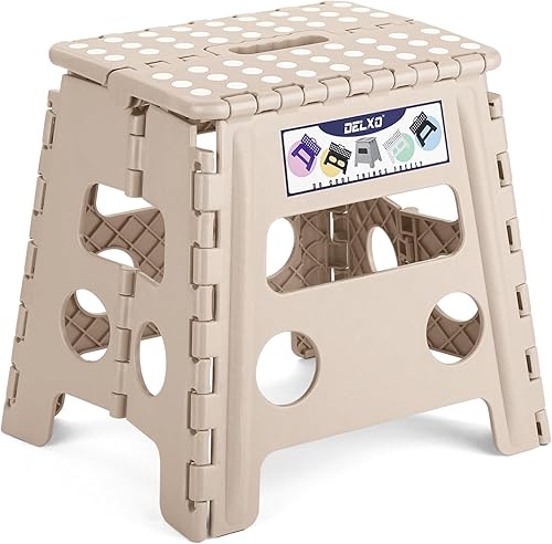 Miniatura 9 de Delxo Taburete plegable de 9 pulgadas en rosa, 1 paquete de taburete plegable de alta calidad para niños, taburete plegable portátil de plástico,