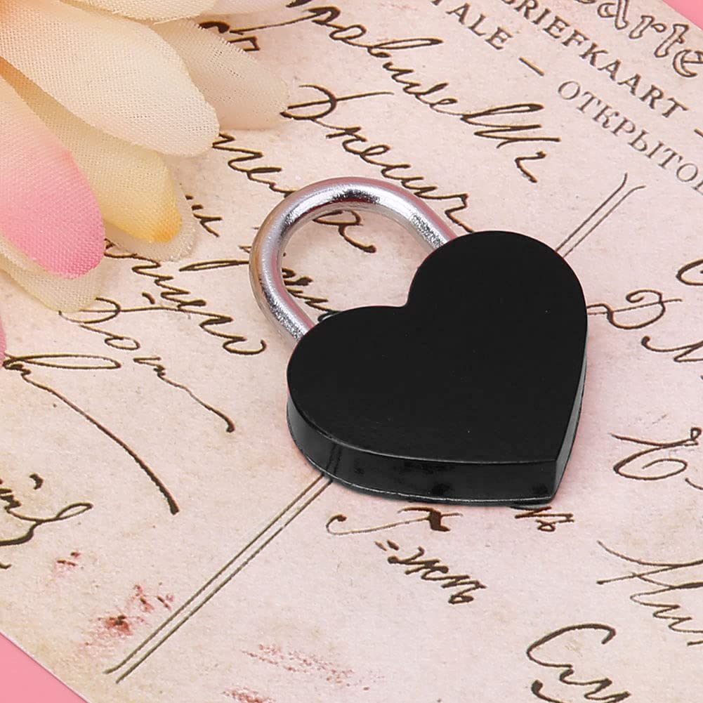 Jelquix Black Exquisite Heart Locks 2 Sets With Keys, Colorful Metal Padlocks For Diary And Jewelry Boxes, 30X39mm (Black)