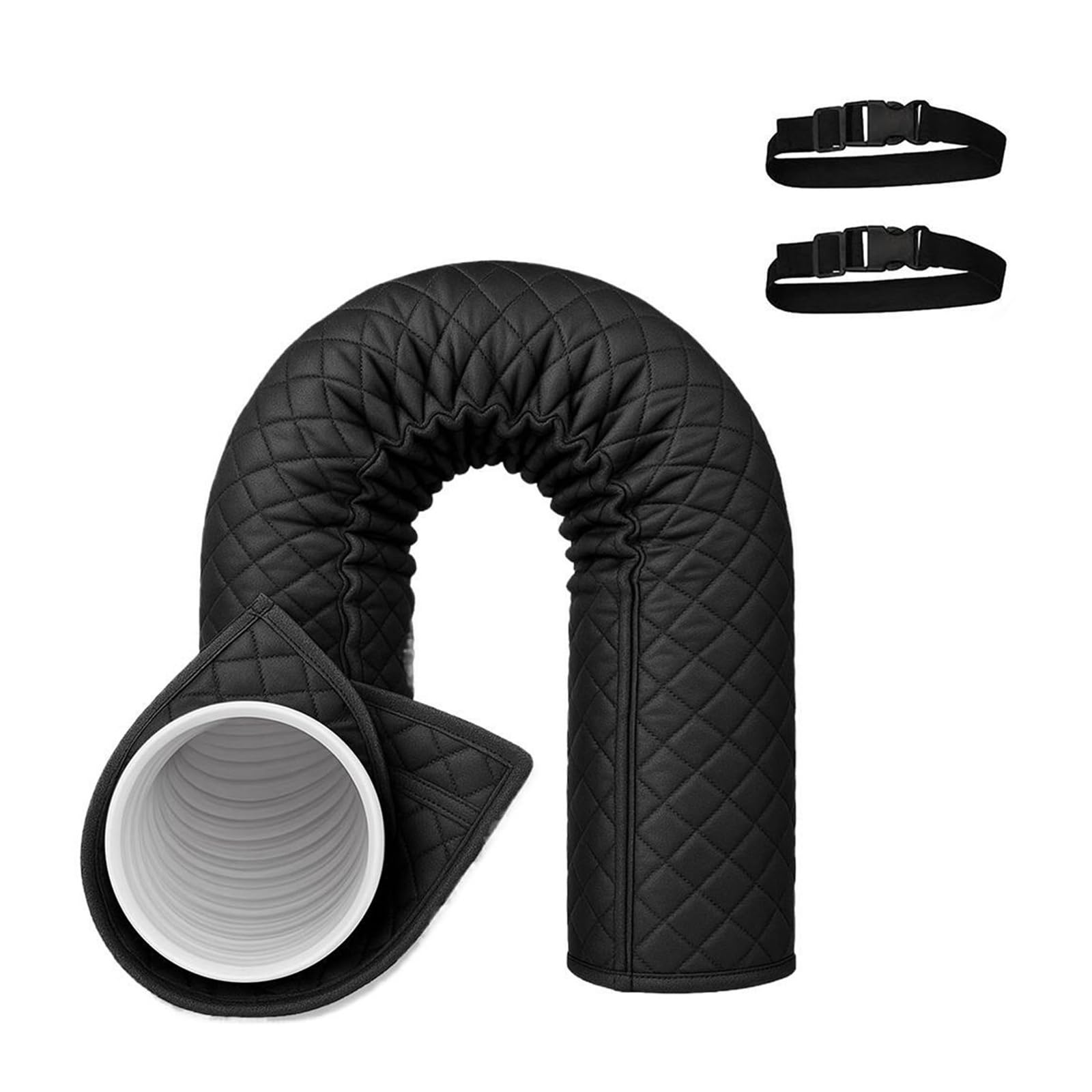 Shiketong Black Portable Air Conditioner Hose Insulation Sleeve 5-5.9 Inch Exhaust Pipe Cover Thickened Quilted Thermal Insulation Jacket With T Portable(Black)