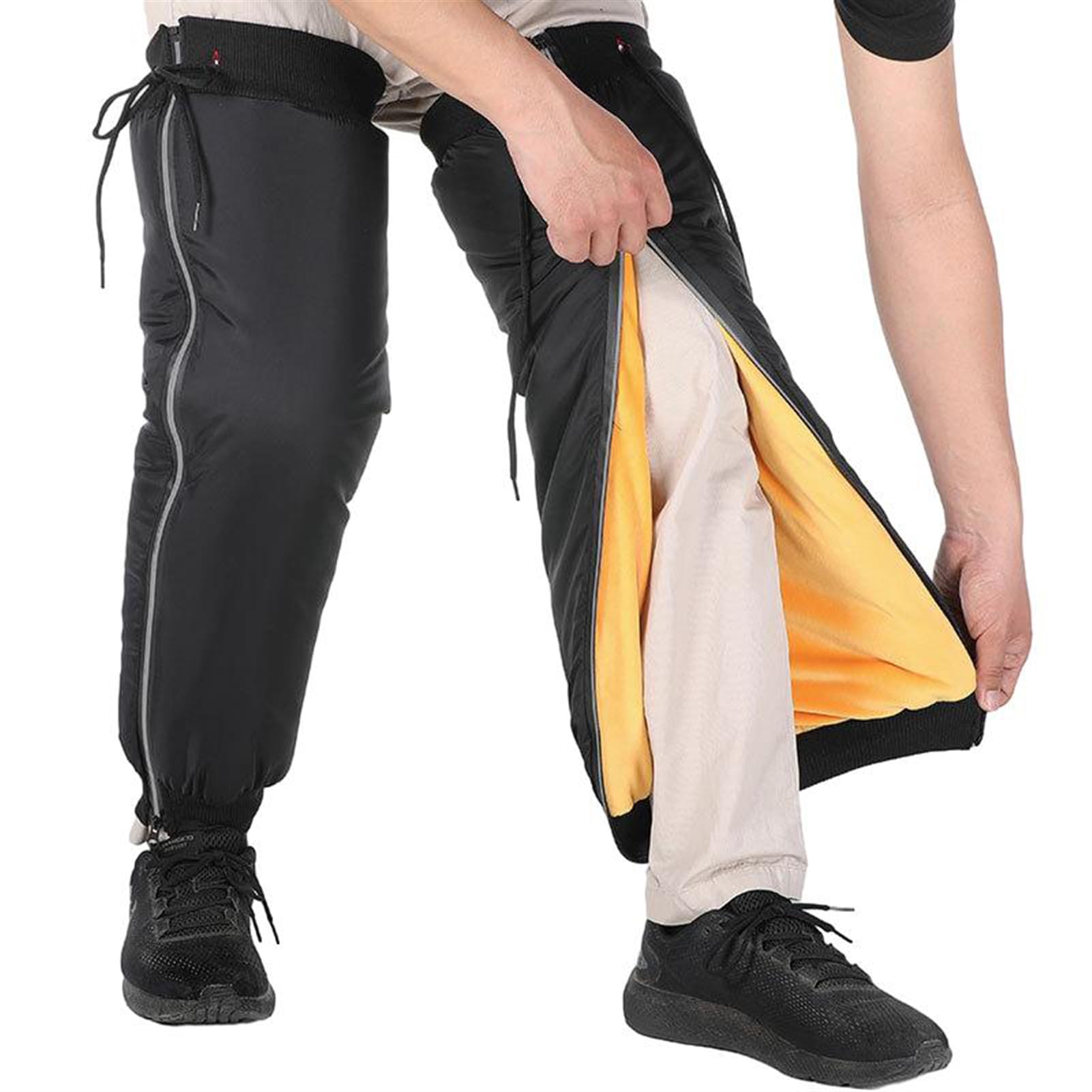 Reyox Unisex Warm Leg Sleeves, Waterproof Knee Pads with Zipper, Winter Thermal Leg Warmer for Outdoor Sports Black 23.6 inch