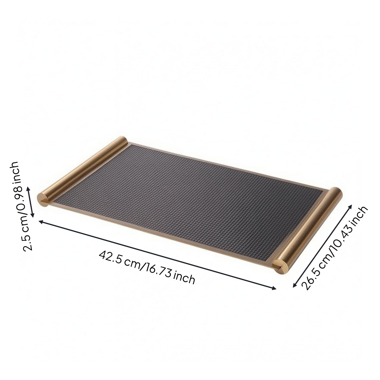 Vassoio in Pelle con Manici in Metallo Moderno Vassoio Rettangolare Metallico per Consolle, Grigio Scuro, Grande