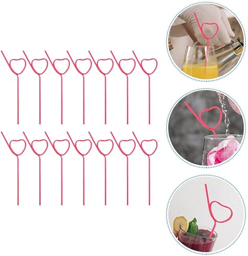 Miniatura 7 de Happyyami 25 popotes de plástico para cóctel, en forma de corazón, reutilizables, pajitas largas y flexibles para ducha, suministros de fiesta de