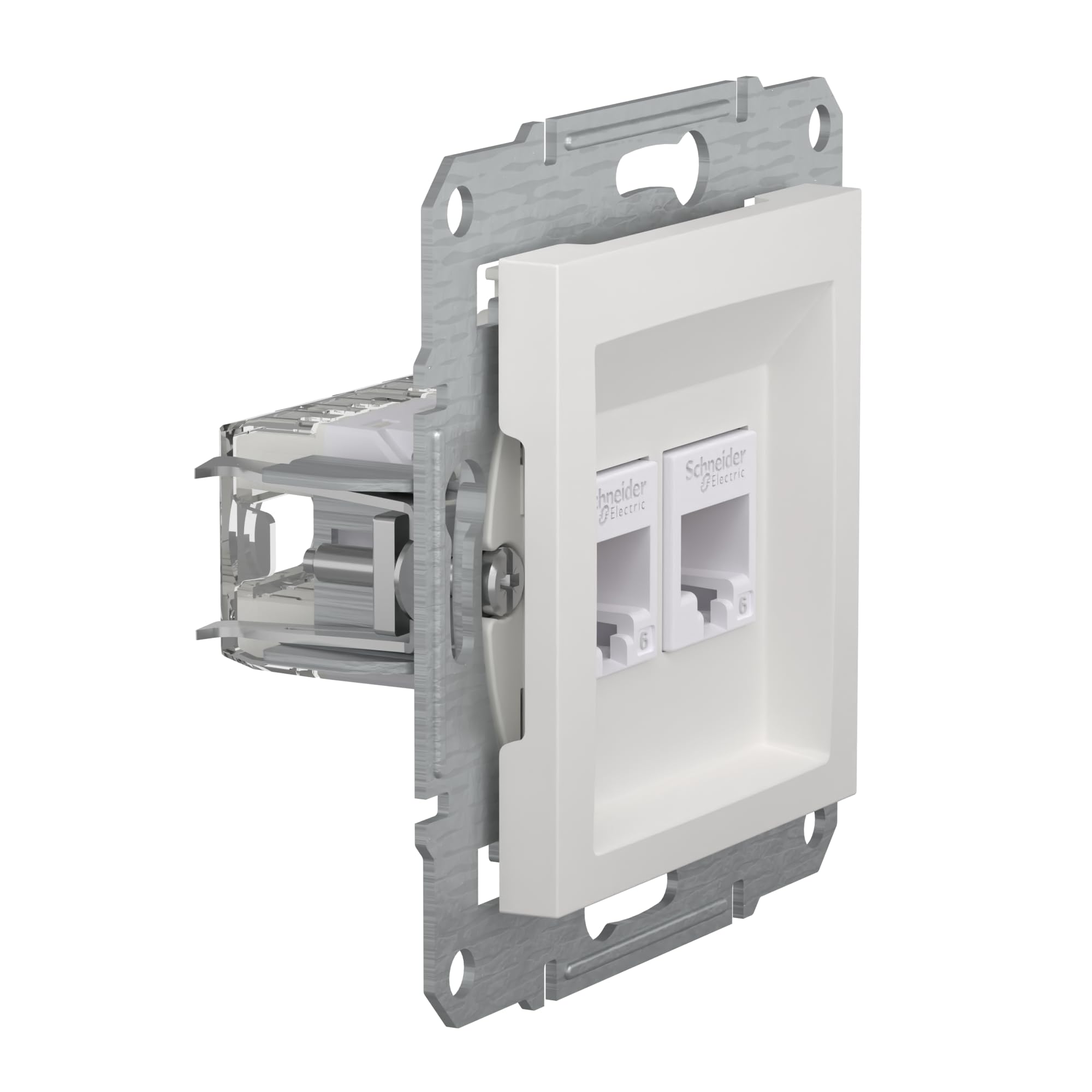 Schneider Electric Asfora EPH4870121D RJ45 Cat.6e - Enchufe de red (2 enchufes, conector de datos, IDC), color blanco