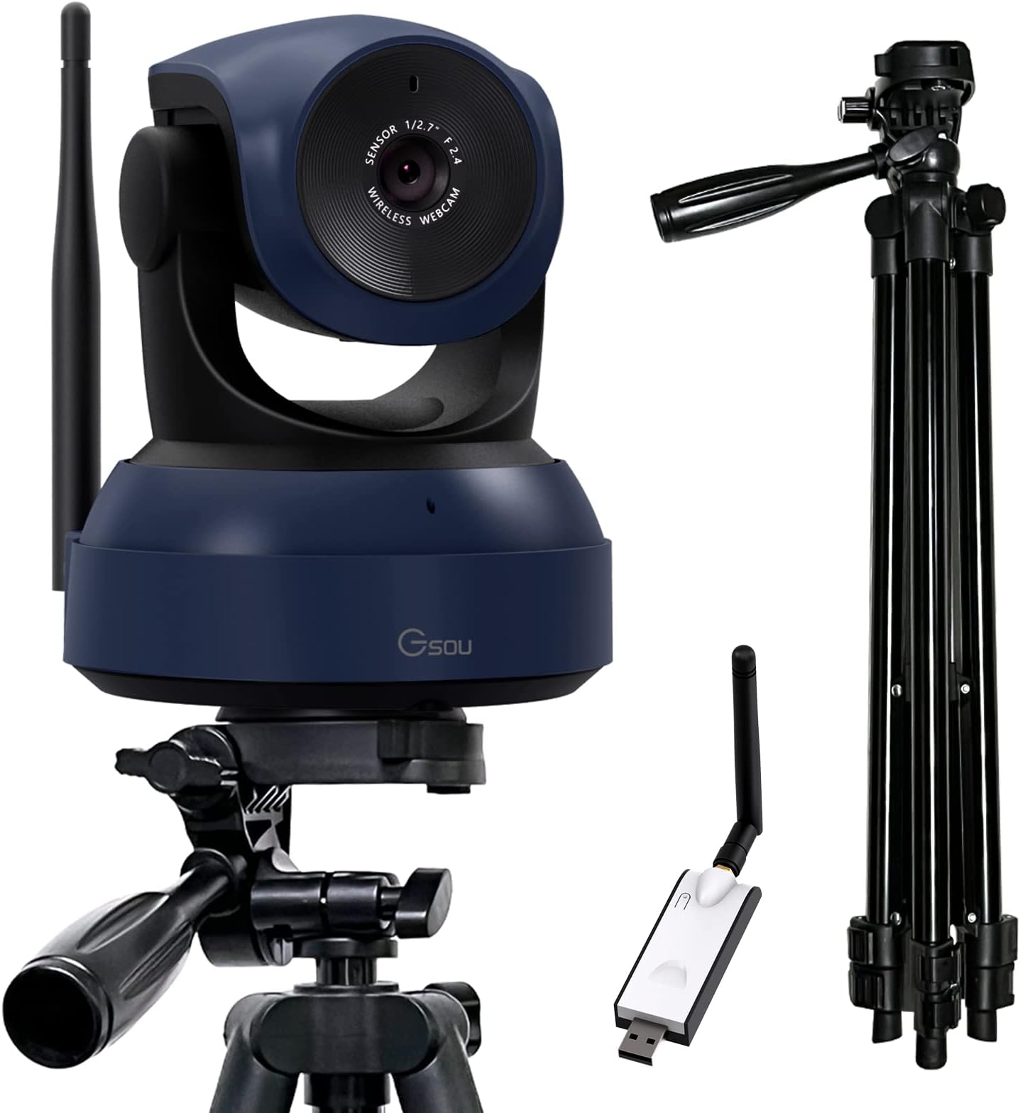 Gsou Wireless Webcam,1080P HD Video Calling and Streaming Camera,Plug and Play,Adjustable Field of Angle Computer Camera for PC/Mac/Laptop/MacBook,Works with Zoom,Meets,Skype,Teams(with Tripod Stand)
