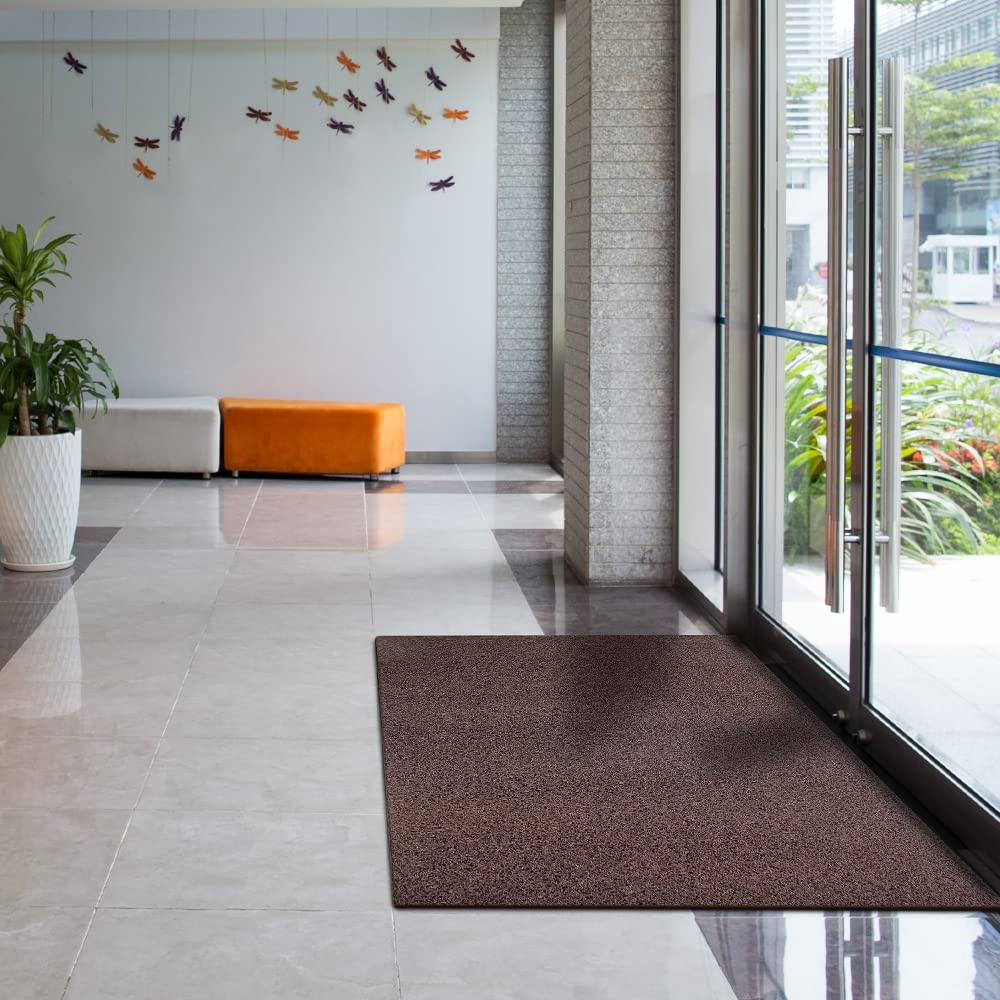 OLIVO.shop Zerbino Ricciolo Vinilico Drenante, Tappeto a rotolo 100x150 cm | 100% pvc antiscivolo, uso esterno, spessore 13 mm, varie misure, zerbino ingresso, casa, aziende, garage, TWIST MARRONE