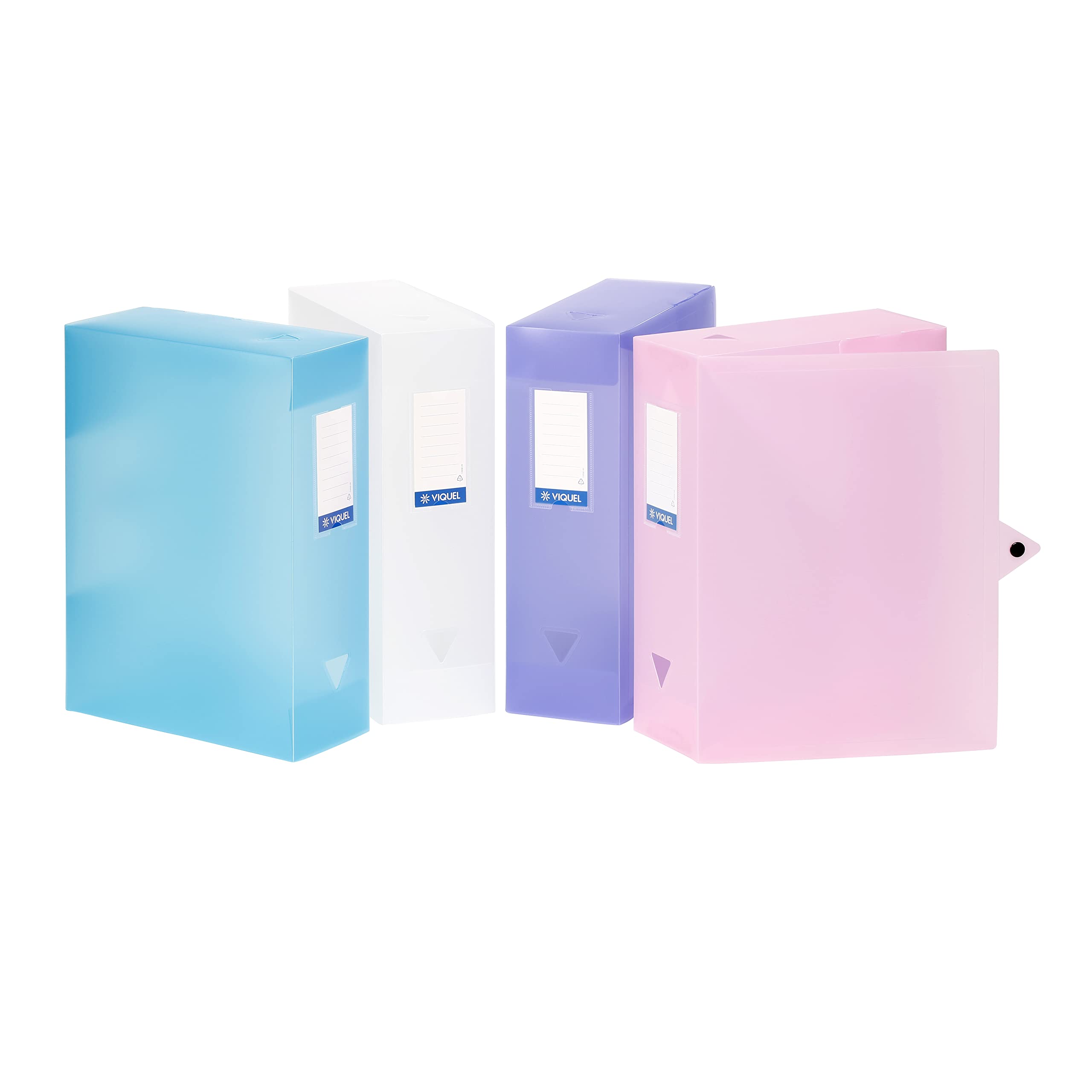 Viquel - Juego de 4 cajas de archivo de plástico - 4 cajas de almacenamiento de gran capacidad - Cajas de almacenamiento de Propysoft a juego - 100 mm