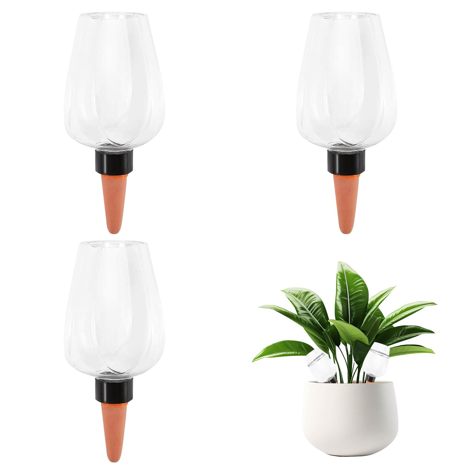 LCFVOFU 3 pcs Rose Plant Watering Devices, 350ml Slow Release Plant Watering Globes, Self-Watering Devices with Terracotta Spikes for Garden Home Florist