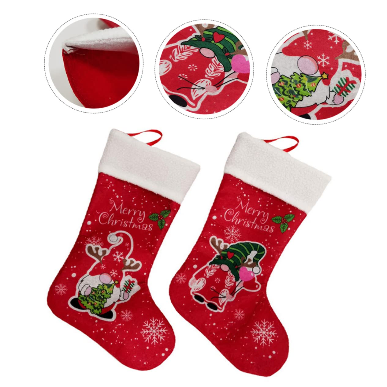 Cabilock 8 Sätze Weihnachtsstrumpf-geschenktüte Baum Weihnachten Weihnachtsstrumpf Mit Füßen Mann Girlande Plüsch Ornamente Dekorationen Hängende Geschenksocken Rot Vliessocken 2 Stück * 8