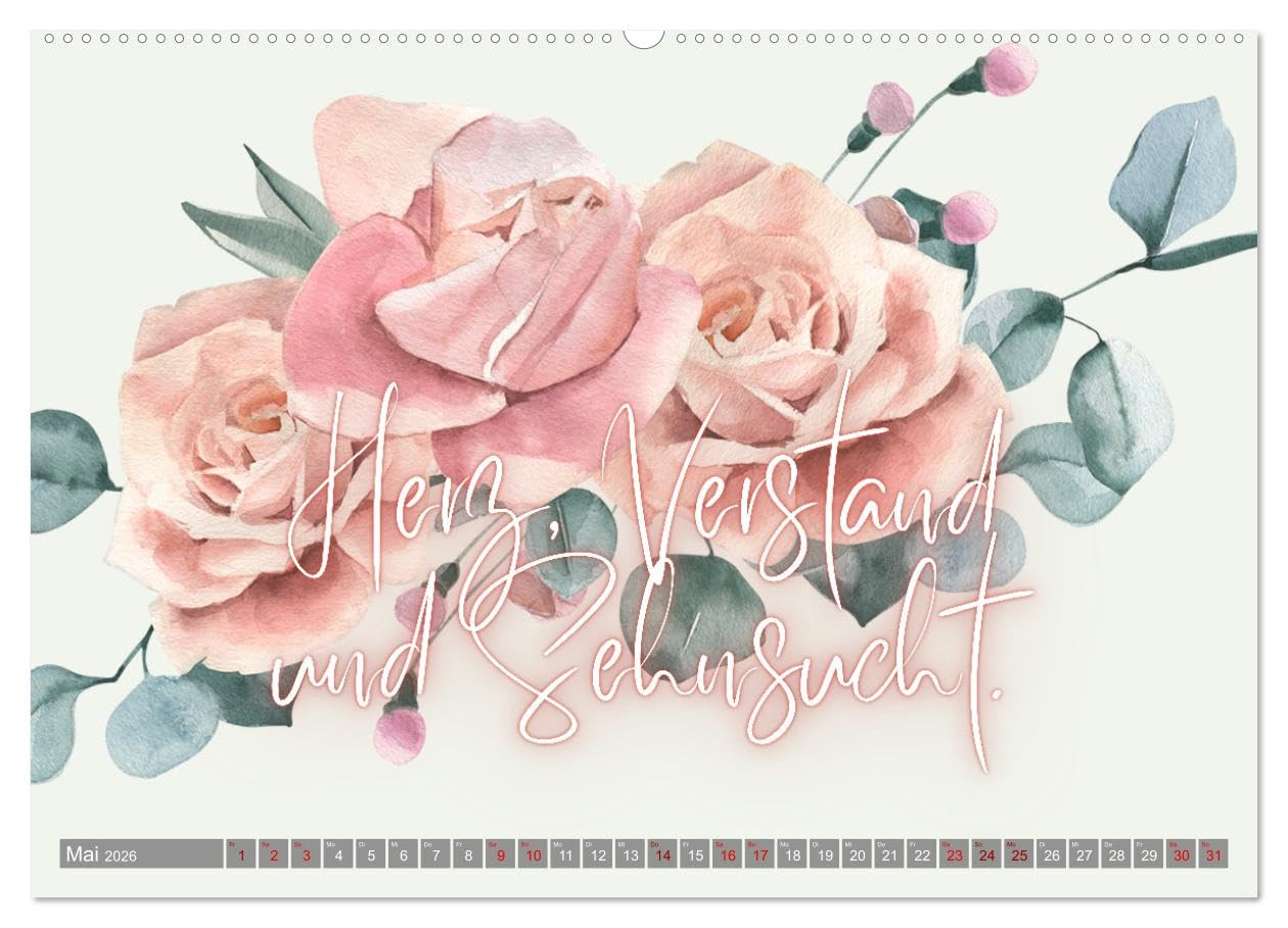 Flower Romance - Romantischer Blütenzauber (Wandkalender 2026 DIN A2 quer), CALVENDO Monatskalender: Romantischer Begleiter für's ganze Jahr mit zauberhaften Sprüchen (CALVENDO Lifestyle)