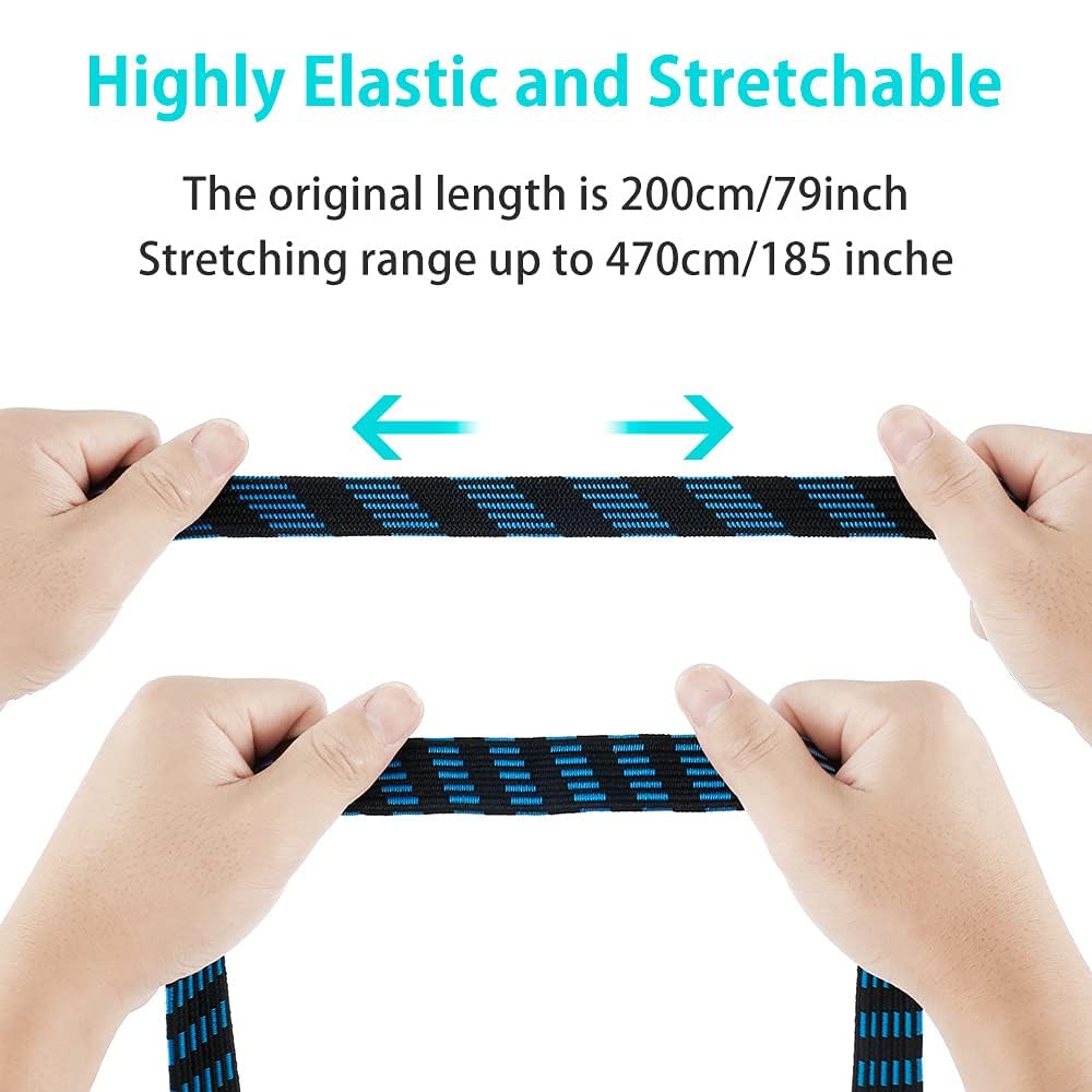 NIHUIFDPY 5Pcs Bungee Cords with Hooks, 2m Heavy Duty Flat Elastic Straps - Weatherproof & UV-Resistant Bungee Rope for Luggage, Camping, Tents, Tarps, Bikes & Garden Furniture 2