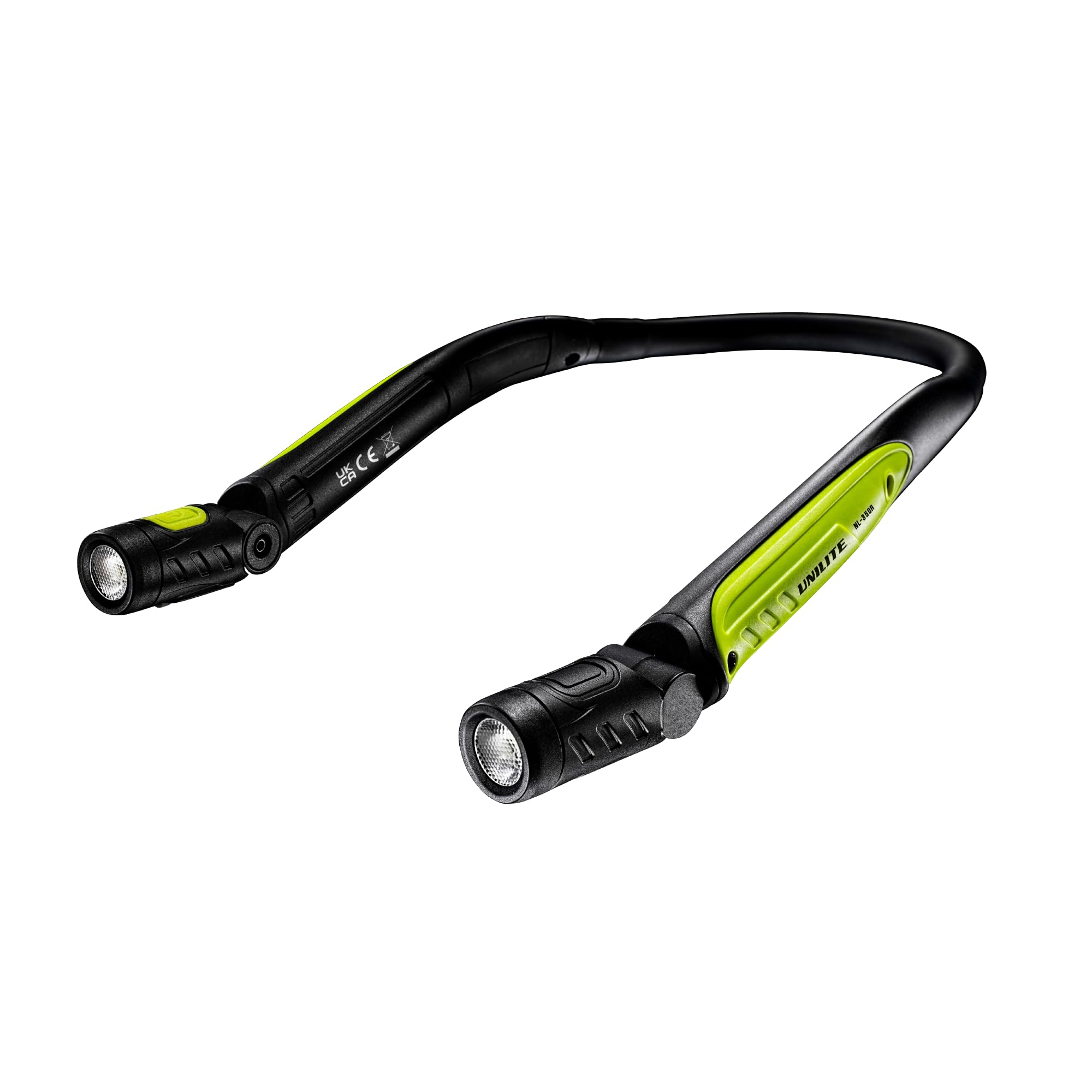 Unilite NL-350R Lampe tour de cou rechargeable par USB | 350 lumens | Grand angle de 120 degrés | 2 à 10 heures d'autonomie | Portée du faisceau de 45 m | IP54/IK07
