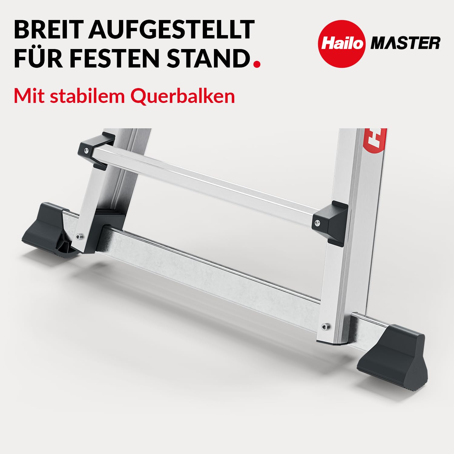 Hailo Master M100 Alu-Multifunktionsleiter 4x4 Stufen bis 150 kg, Silber | Verwendbar als Anlege-, Schiebe- und Stehleiter, Stufen im Arbeitsbereich für sicheren Stand