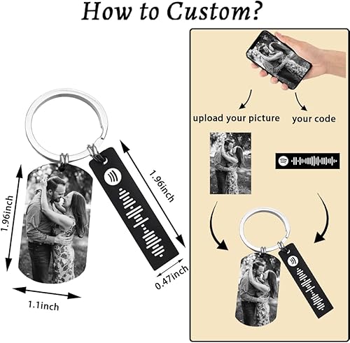 Miniatura 2 de Llavero personalizado de Spotify con imagen, llavero de código de canción de música de Spotify escaneable personalizado