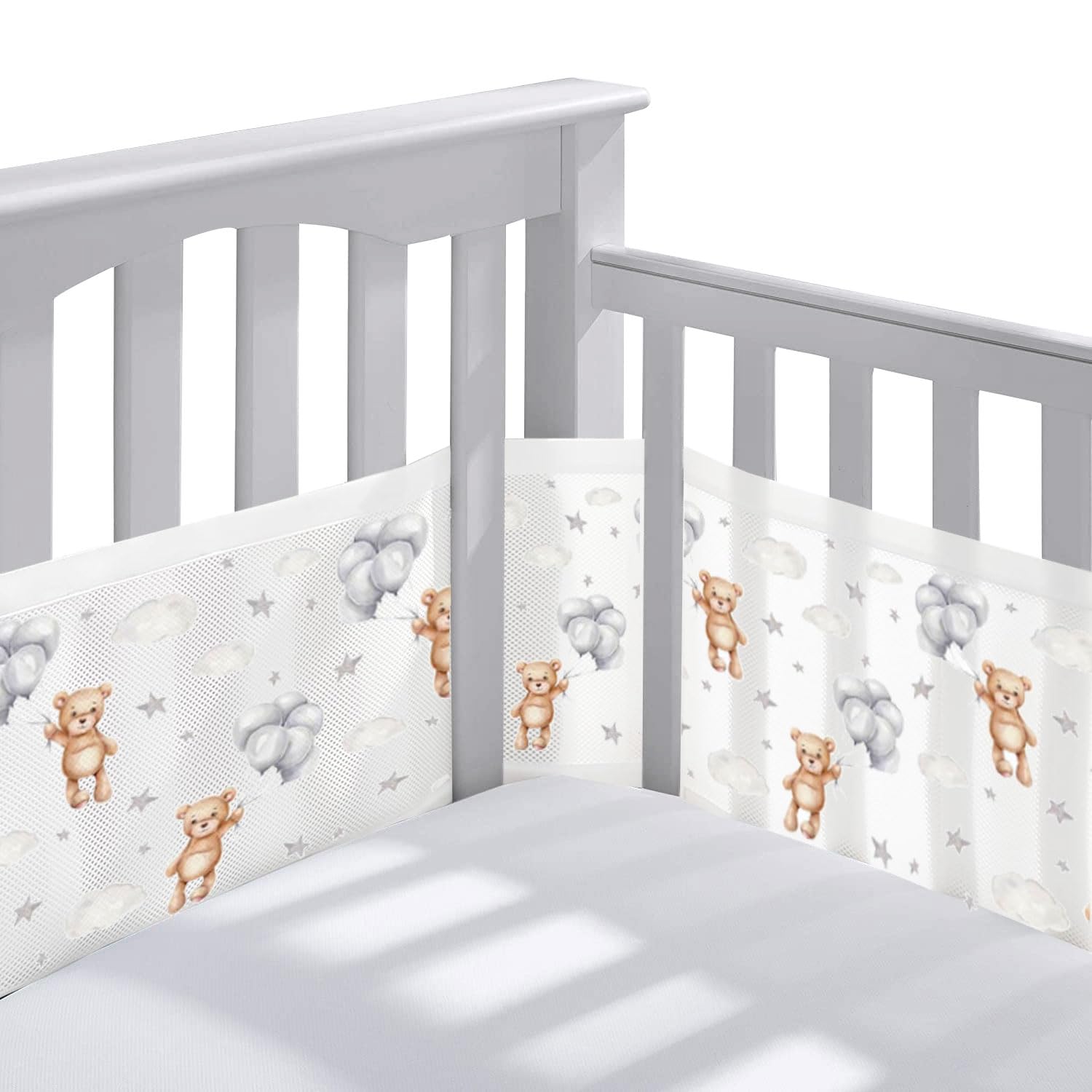 Tours de Lit Bébé,Tours de Lit en Maille Respirant,Contour de Lit Bébé Respirant,Doublure en Maille 4 Côtés,avec Circulation de l'air Doublure en Maille,pour Enfant Garçon Fille