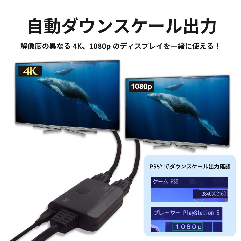 Amazon.co.jp: ラトックシステム 4K 60Hz 1入力2出力 HDMI 分配