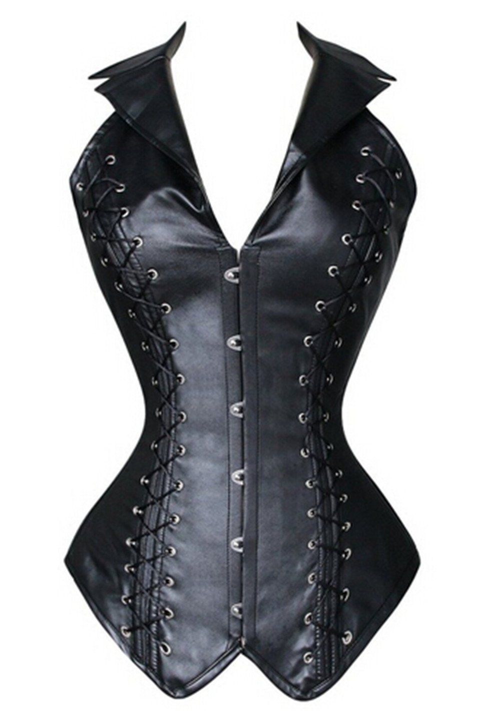 KUOSE Women's Gothic Shapewear Steel Steampunk Faux Leather Corset Bustier Top