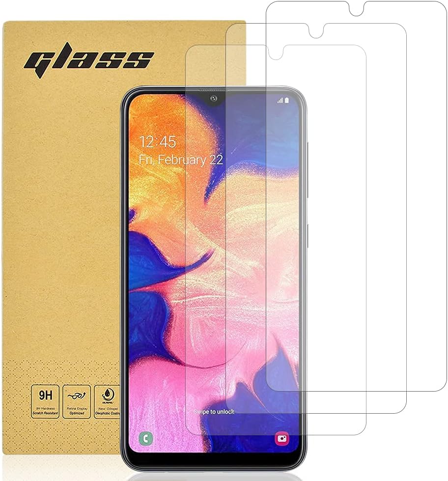 Tempered Glass for Samsung Galaxy A10 Screen Protector, [3 Pack] [Easy install] [Case Friendly] [9H-Hardness] [Crystal Clarity] Premium Tempered Glass Screen Protector for Galaxy A10