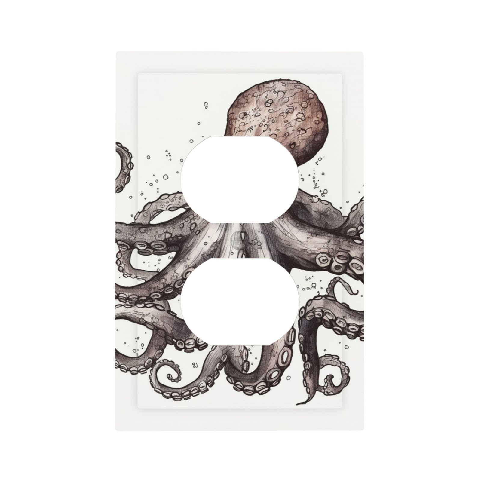 1-Gang Decorator Wall Plate Octopus Light Switch Cover Single Gang Receptacle Outlet Wall Plate Mid Size 5" x 3" Wallplate Unbreakable Polycarbonate Outlet Faceplates Covers