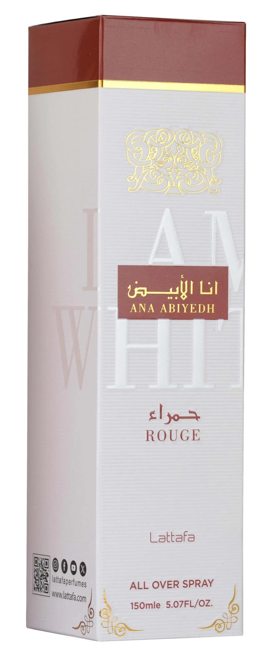 Lattafa Ana Abiyedh Rouge – Fruttato, Gourmand, Floreale, Muschiato – All Over Spray Profumo a lunga durata per donne, 150 ml