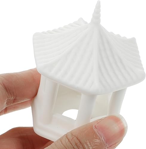 Miniatura 9 de POPETPOP Estatua de pabellón de cerámica para decoración de jardín y acuario zen, figura de pabellón en miniatura para bonsái y decoración al aire